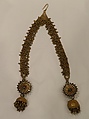 Head Ornament, Gold, glass, turquoise